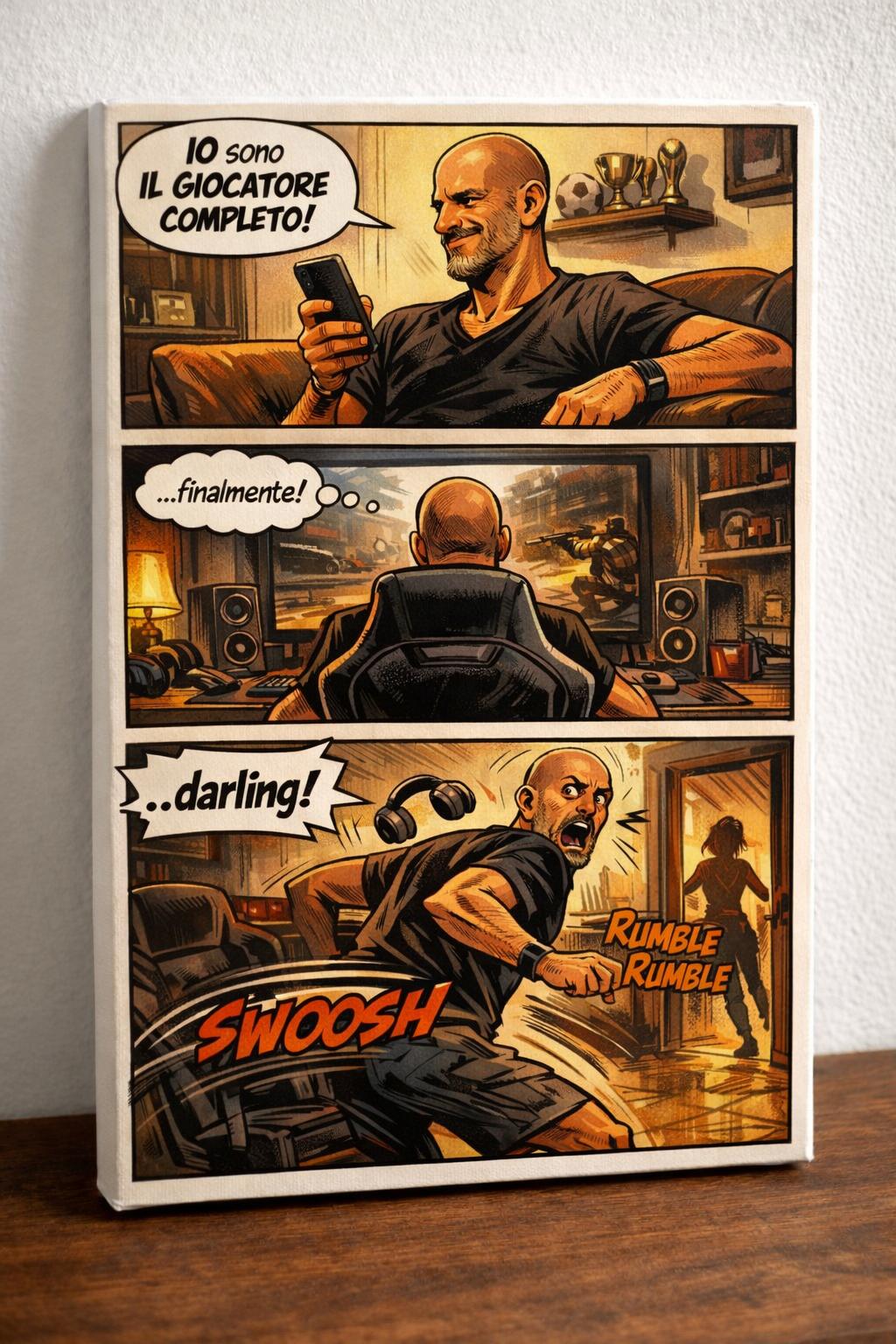 Esempio di fumetto personalizzato FrameInk stampato su tela